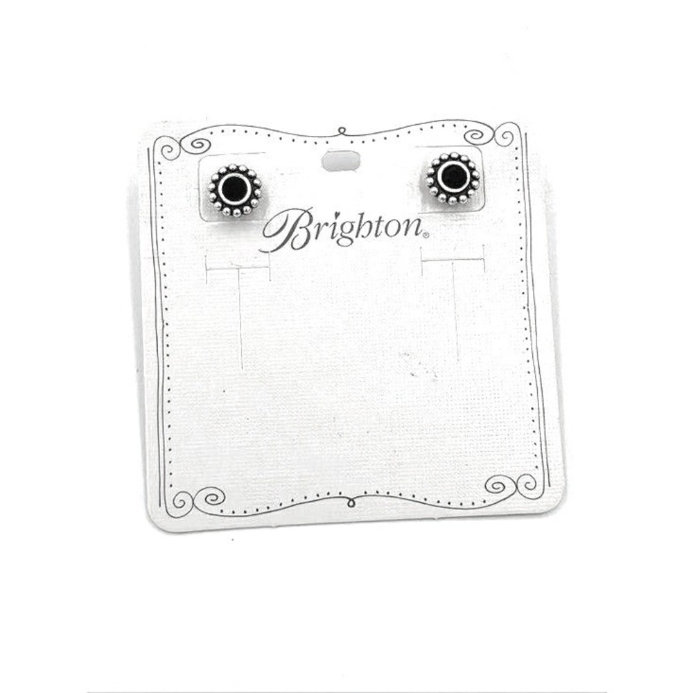 Brighton Twinkle Silver Tone Black Beaded Round Stud Earrings Southwestern Style